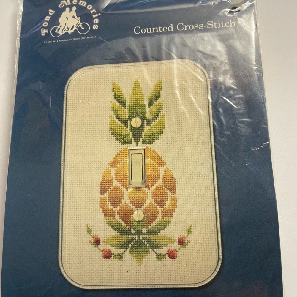 Pineapple, Fond Memories, Acrylic Switch Plate Cross Stitch Kit